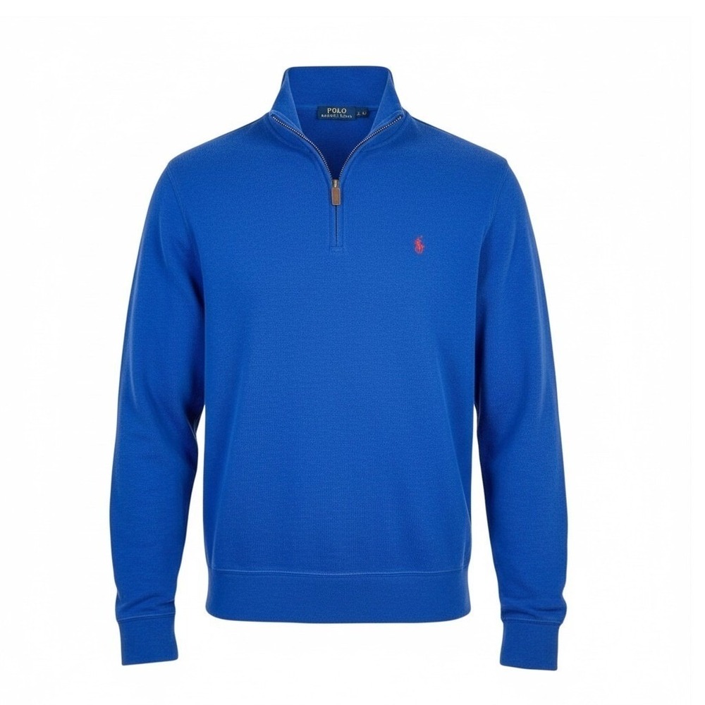 Polo Ralph Lauren Sweatshirt Men Royal‎ Blue Quarter Zip Mock Neck XXL Pony Logo
